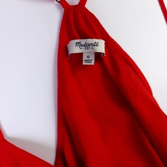 Madewell Red Lined Pocketed Maxi Dress Sz 6 - Picture 5 of 11